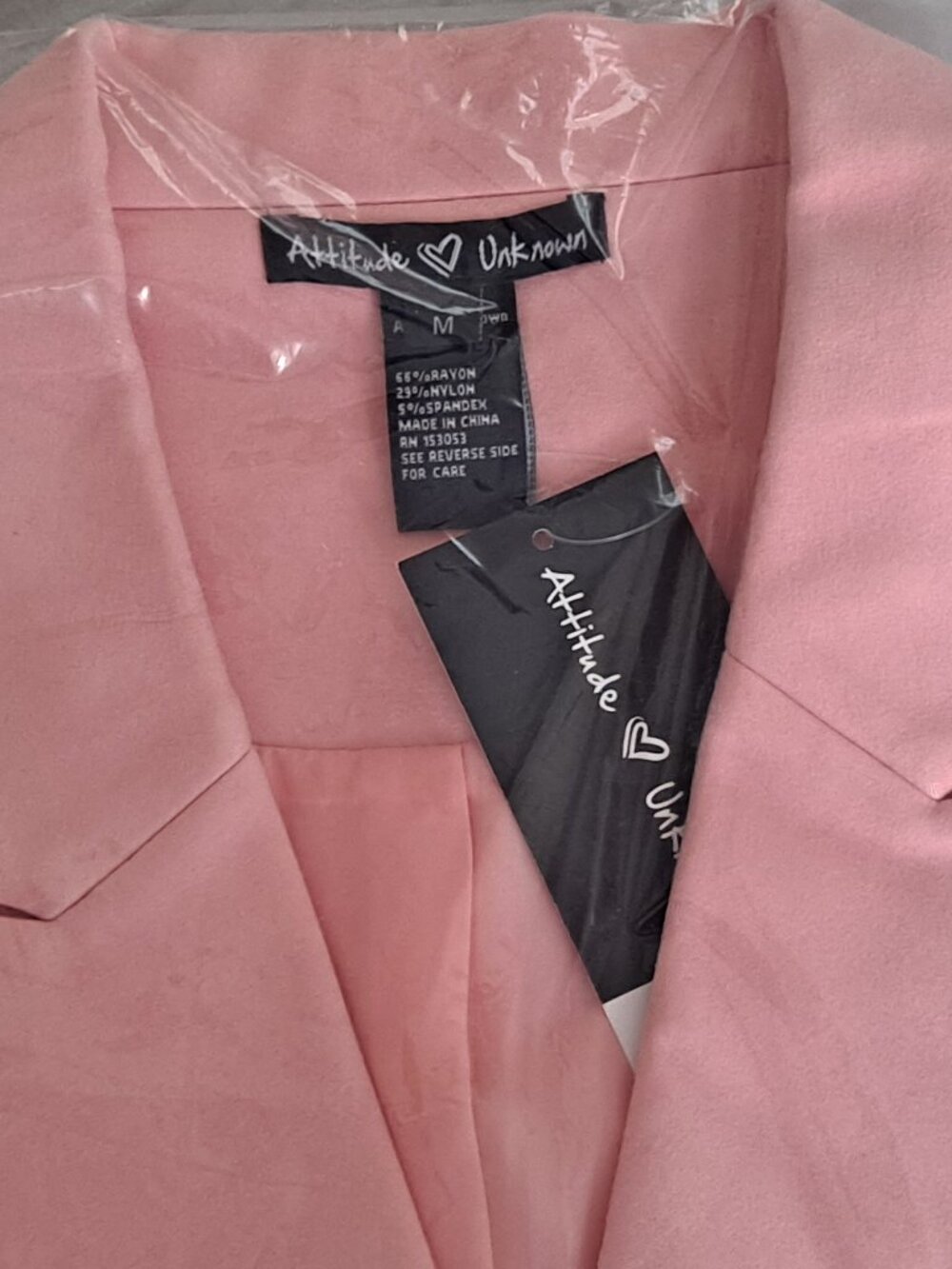 Attitude Unknown Light Pink Size Medium Double Breasted Blazer - Picture 2 of 2